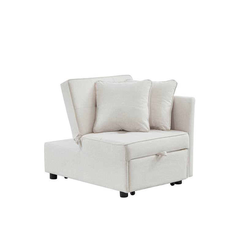 4-in-1 Sofa Bed - Convertible Recliner with Wood Frame