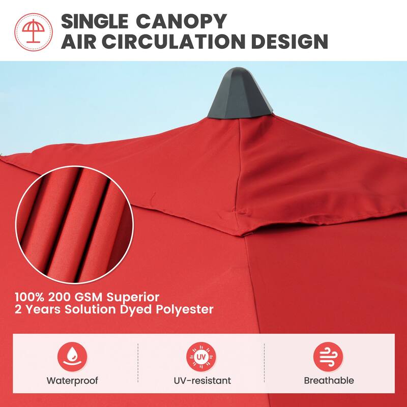 Crestlive Products 9 x 5 FT Patio Outdoor Rectangular Market Umbrella with Base