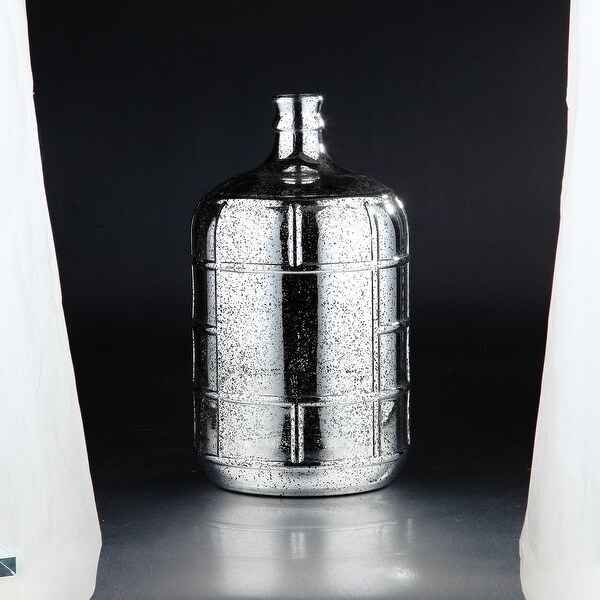 15.5" Metallic Silver Tiled Pattern Glass Bud Vase - N/A
