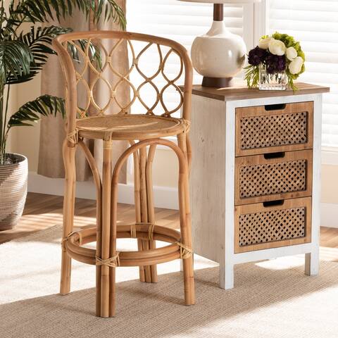 Diana Modern and Contemporary Natural Finished Rattan Counter Stool