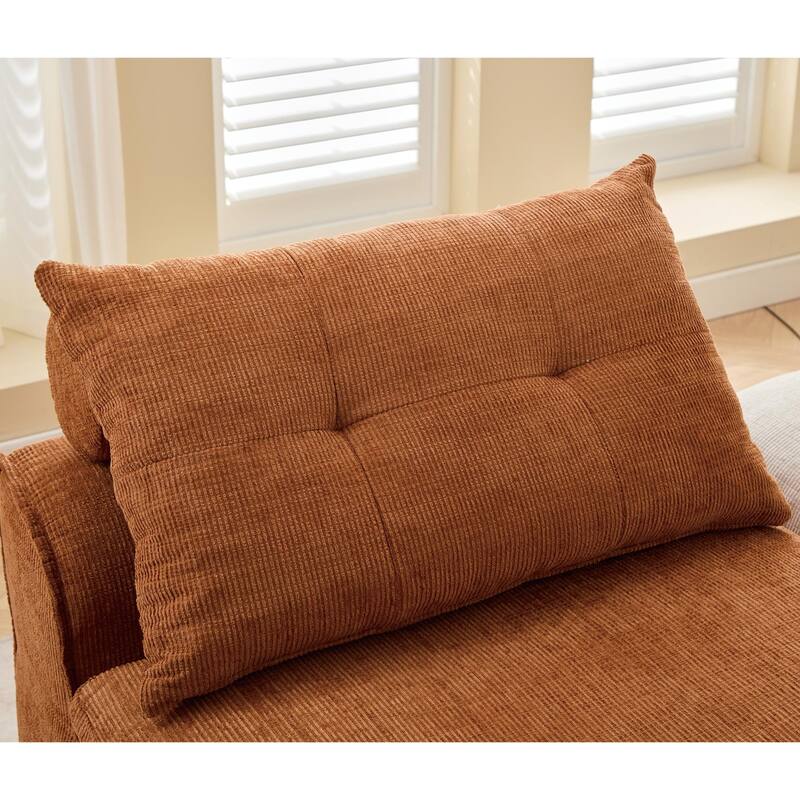 Armless Modular Upholstered Sofa with Lumbar Pillow, Compact Chenille Fabric Sofa Chair for Apartment Small Spaces
