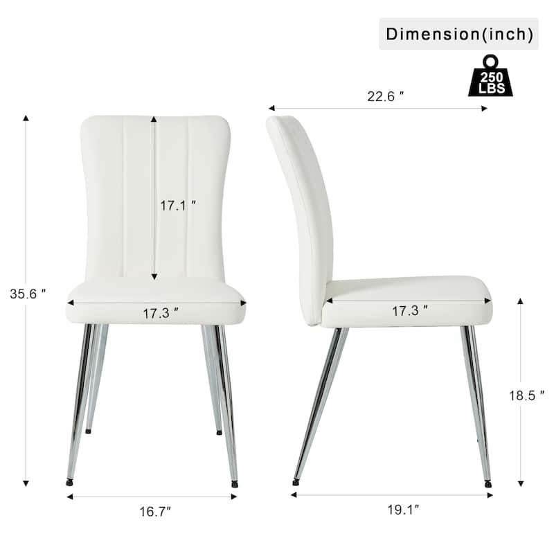 Set of 4 PU Upholstered Dining Chair with Electroplated Metal Legs