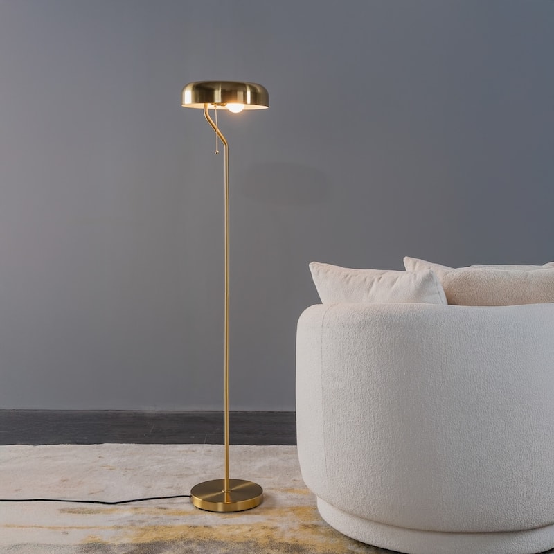 Turner Glamorous Gold and White Floor Lamp with Pull Chain