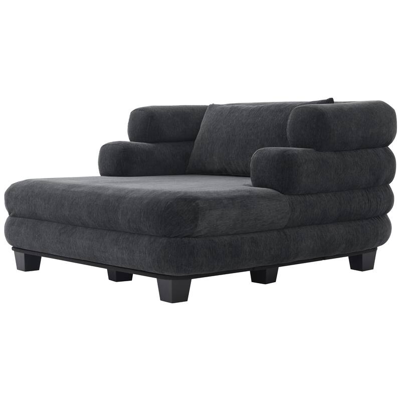 Roomfitters Oversized Modern Chaise Lounge Sofa Bed with Layered Armrests, Chenille Fabric