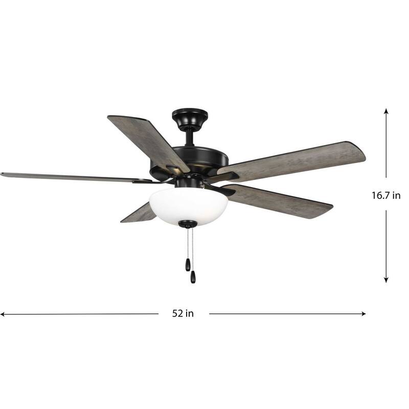 AirPro 52 in. Matte Black 5-Blade AC Motor Ceiling Fan with Light - 52 in x 52 in x 16.7 in