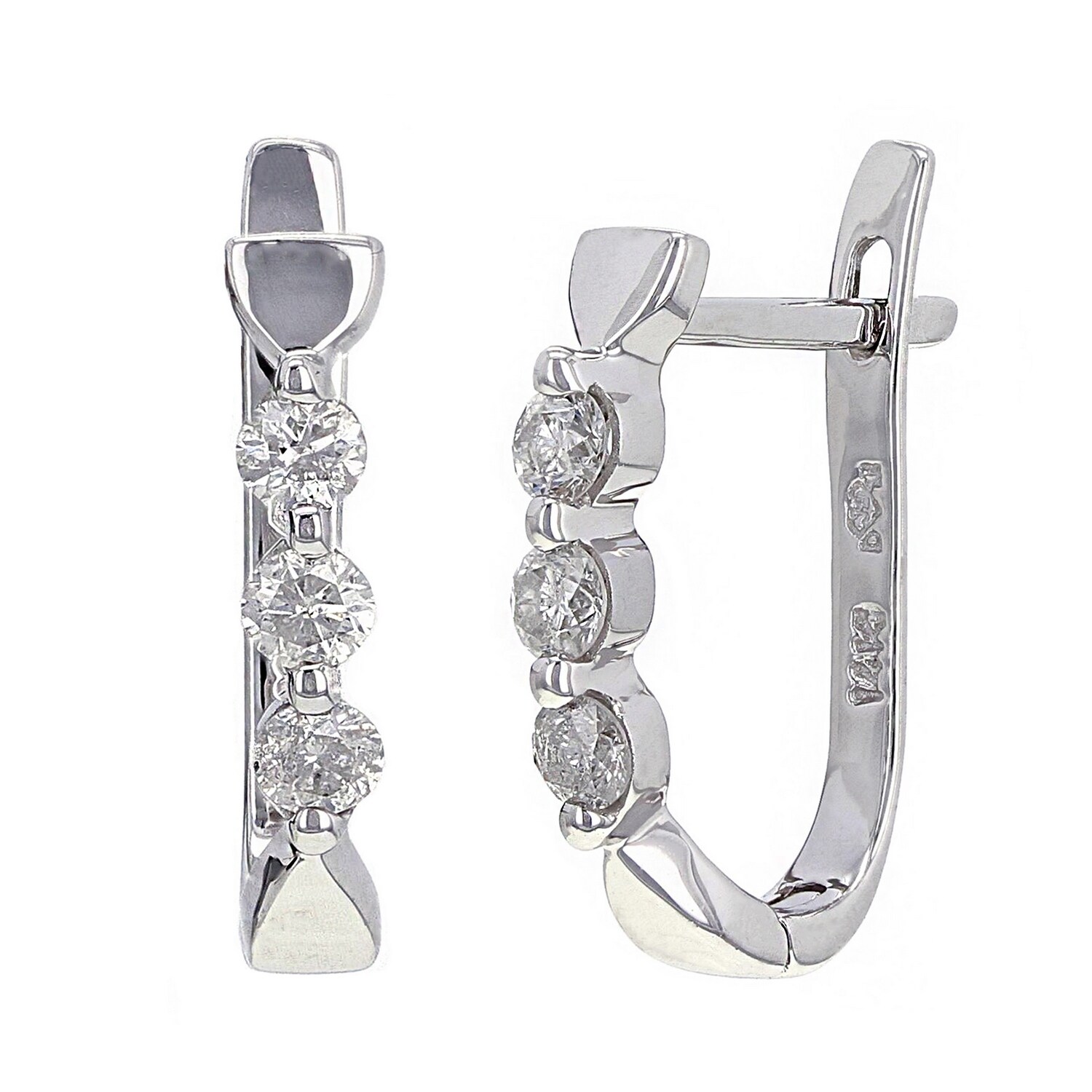 0.50 Carat Diamond Three-Stone Stud Earrings 14k White Gold GP Birthday Special 0.50 Carat Diamond Three-Stone Stud Earrings 14k White Gold GP Birthday Special
