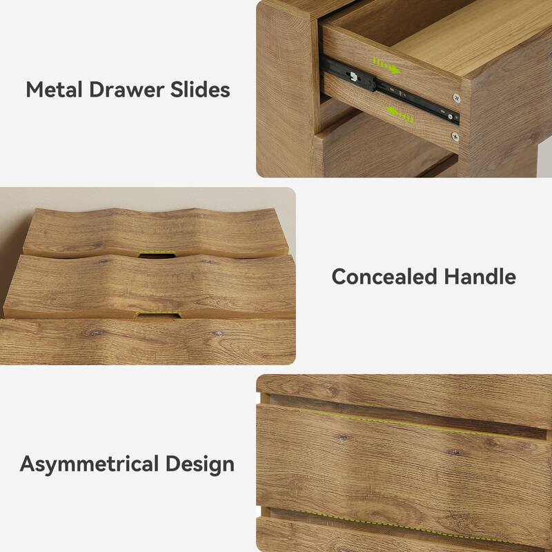 Wood Drawer End Table, Storage Nightstand, Bedroom Living Room Closet Bedside Table Small Dresser Accent Table