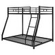 preview thumbnail 5 of 9, Black Twin over Full Size Metal Floor Bunk Bed with Fence and Ladder for Kids, Bedroom