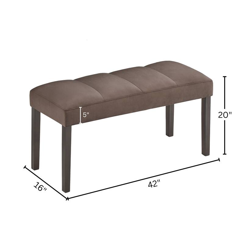 Roundhill Furniture Sorlen 6-Piece Dining Set, 3D Faux Concrete Table with 4 Chocolate Fabric Chairs and a Bench
