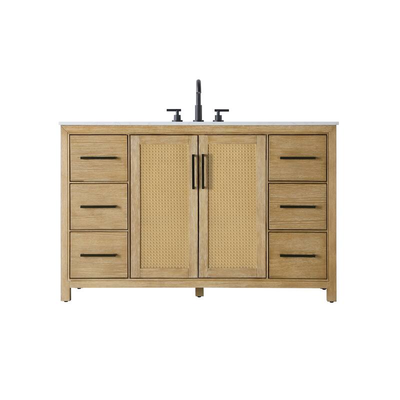 Elegant Lighting VF29554 Alina 54" Free Standing Single Basin Vanity - Linen Oak - Oak Finish