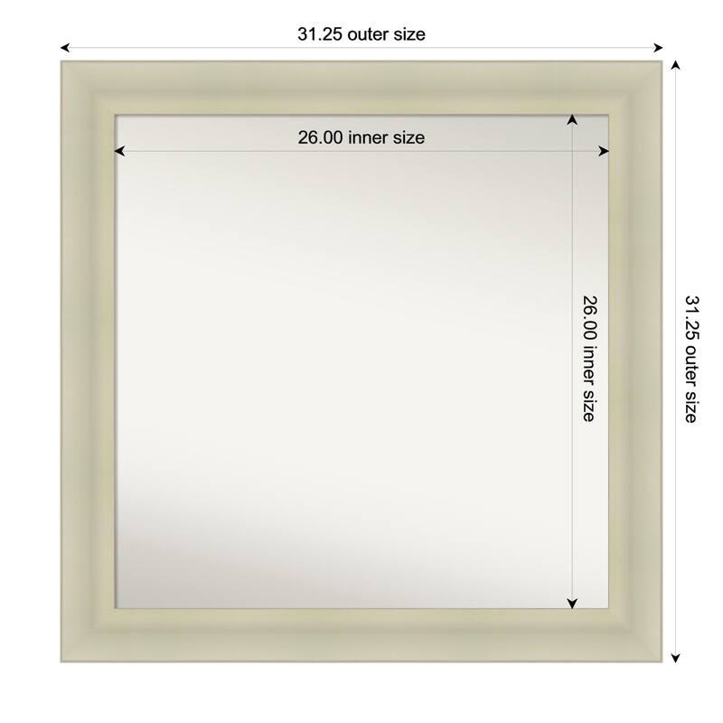Oliver Non-Beveled Wood Framed Bathroom Vanity Wall Mirror - 31 x 31 in - Oliver Warm Silver