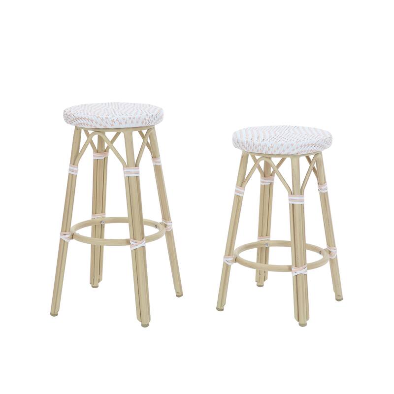 Elena Bohemian Round Wicker Patio Stools (Set of 2) by Furniture of America