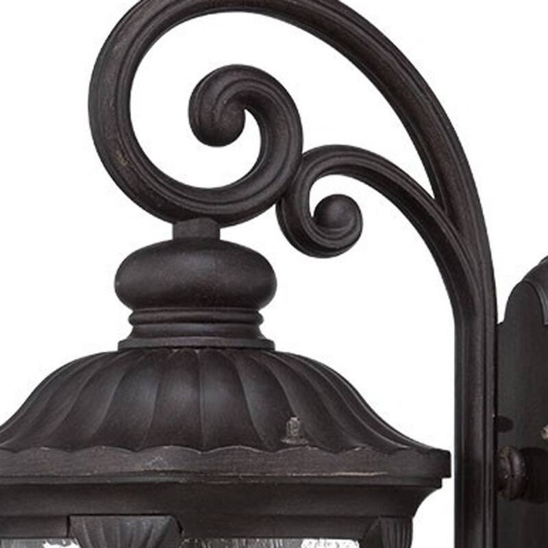 Aluminum Wall Sconce with Seeded Glass Outdoor Flush Mount - 11.5” x 9” x 22.5” (D x W x H)