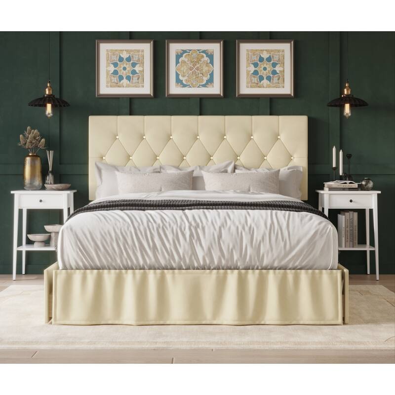 Jovita Tufted Upholstered Storage Panel Bed - Beige - Queen