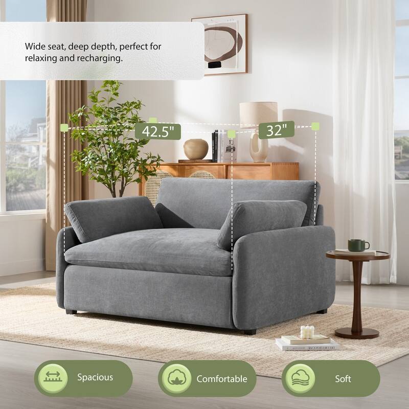 50*43" Oversized Chenille Single Sofa Chair,Wide and Deep Seat Accent Chair