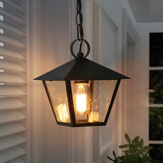 Mano 1-light Modern Black Outdoor Pendant Lights Lantern Exterior ...