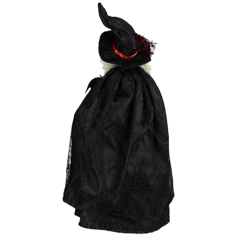 Dark Witch with Bat and Broom Halloween Figure - 18" - Black