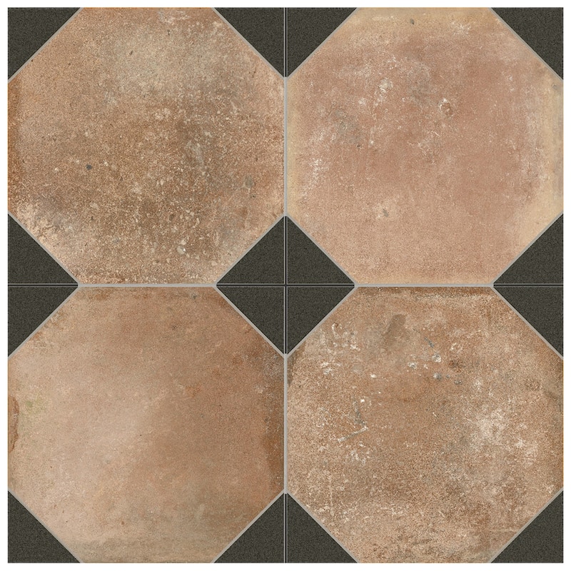 Merola Tile Kings Nonna with Black Corner 17-7/8" x 17-7/8" Porcelain Floor and Wall Tile