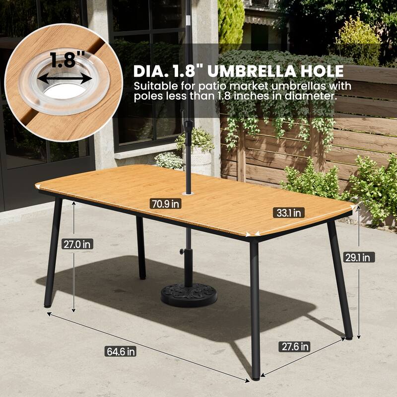 9/11-Piece Outdoor Dining Set Patio Aluminum Dining Table with Umbrella Hole and Stackable Dining Chairs