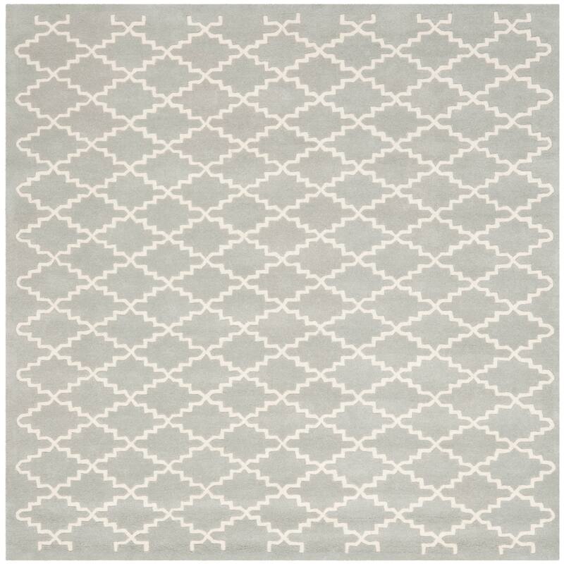 SAFAVIEH Handmade Chatham Slavna Modern Moroccan Wool Rug - 7' Square - Light Blue/Ivory