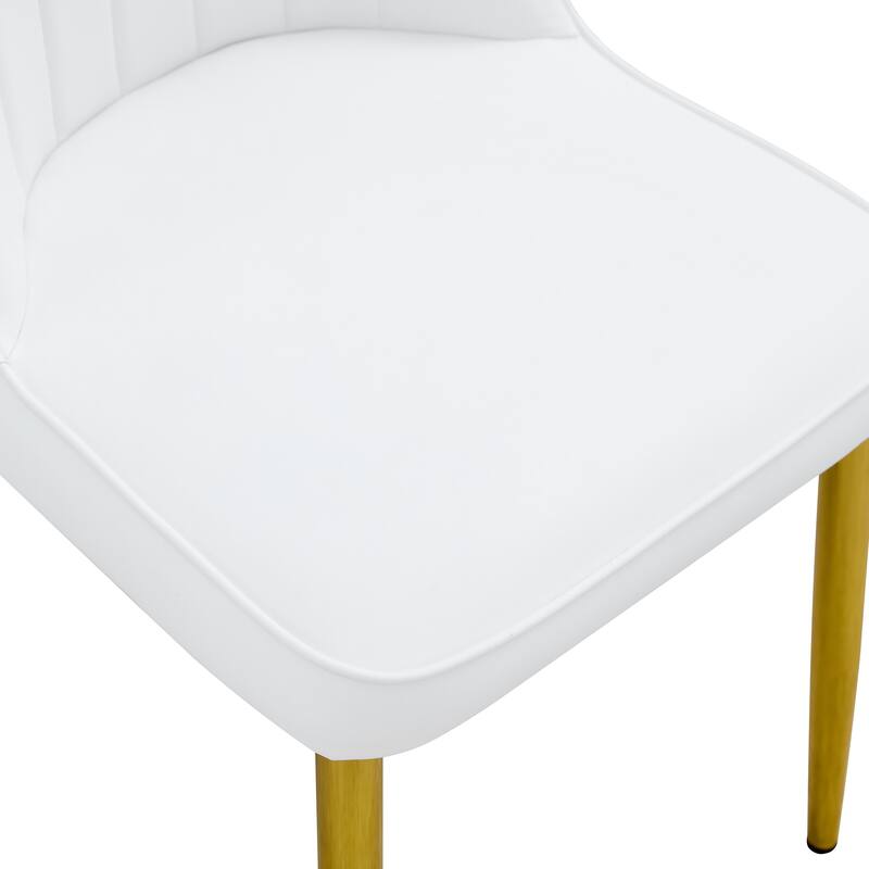 White Gold Side Chair Reception Chair Meeting Room Chair Upholstered Chair Leather Chair with Metal Legs