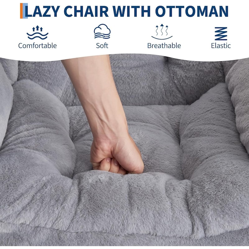 Lazy Chair with Ottoman, Modern Lounge Accent Chair, Leisure Sofa Armchair with Footrest