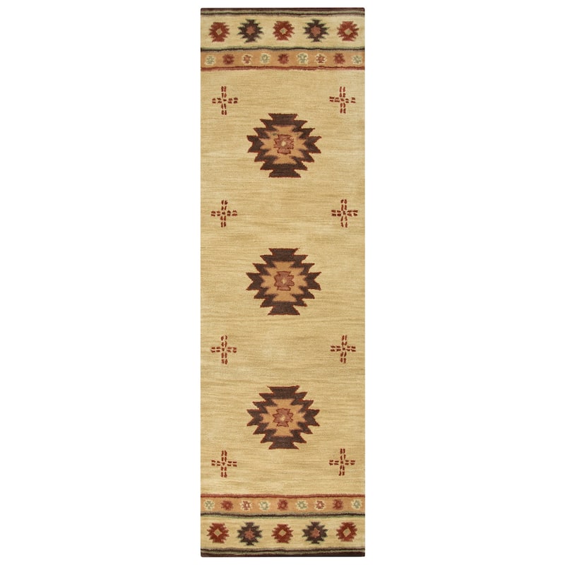 Alora Decor Ryder Southwestern Hand-tufted Wool Rug - 2'6" x 10' - Khaki