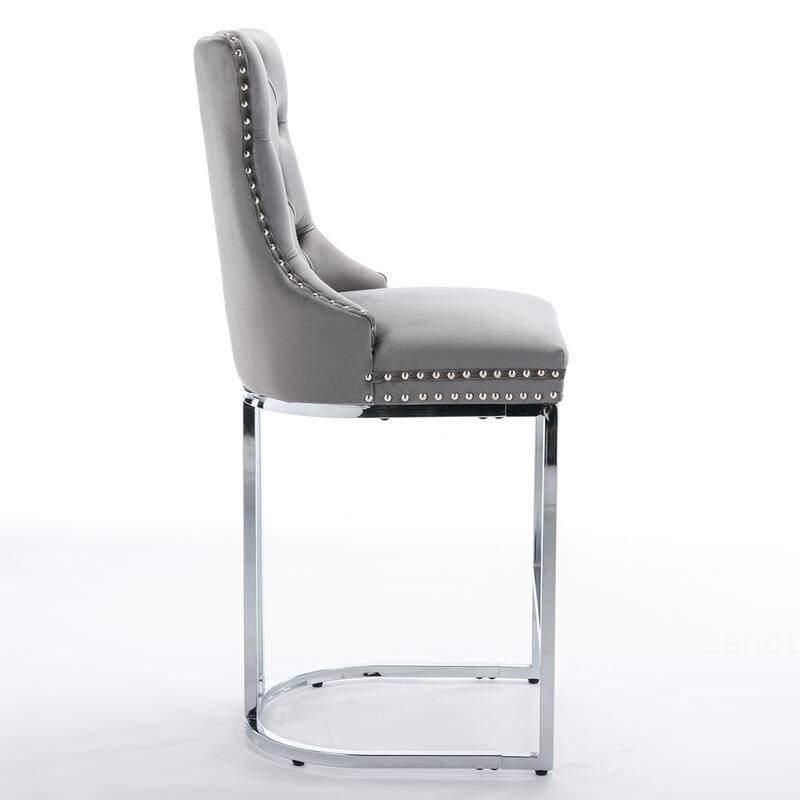 2PCS Velvet Counter Height Bar Stools
