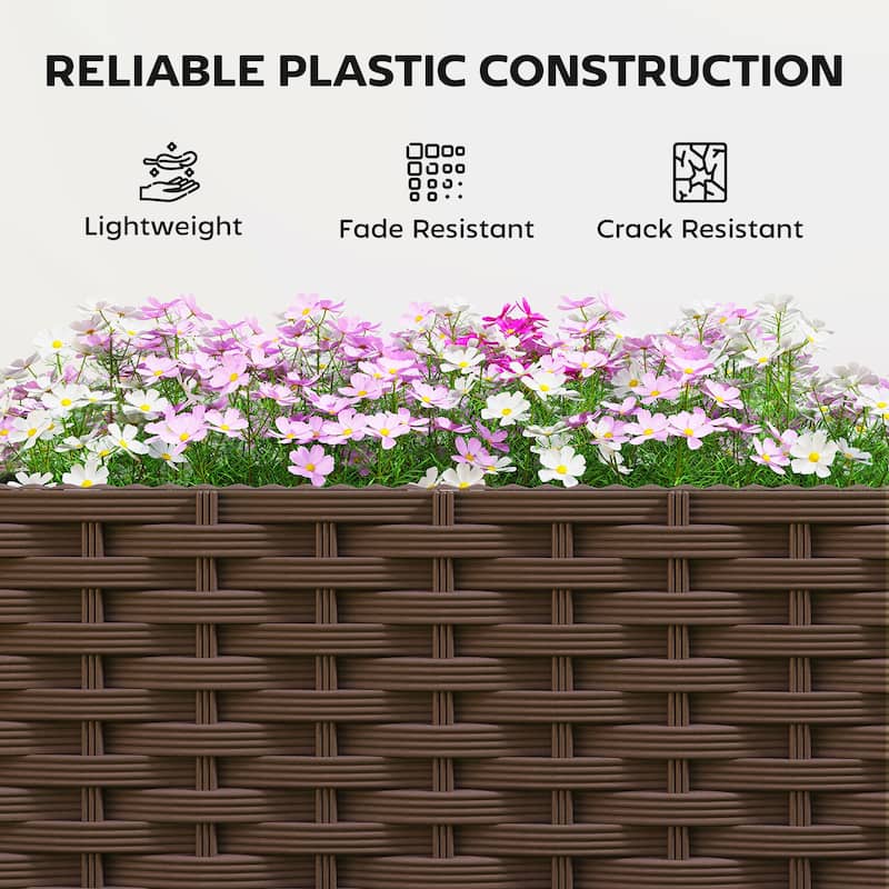 Outsunny Raised Garden Bed with Trellis,Tomato Cage with Crop Cage, Self Watering Planter Box with Drainage Holes and Plugs