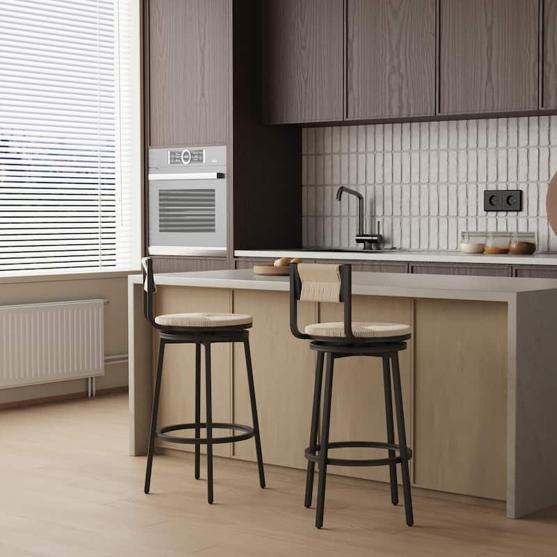 Ostweer Furniture Creamy White Swivel Bar Stools Set of 2