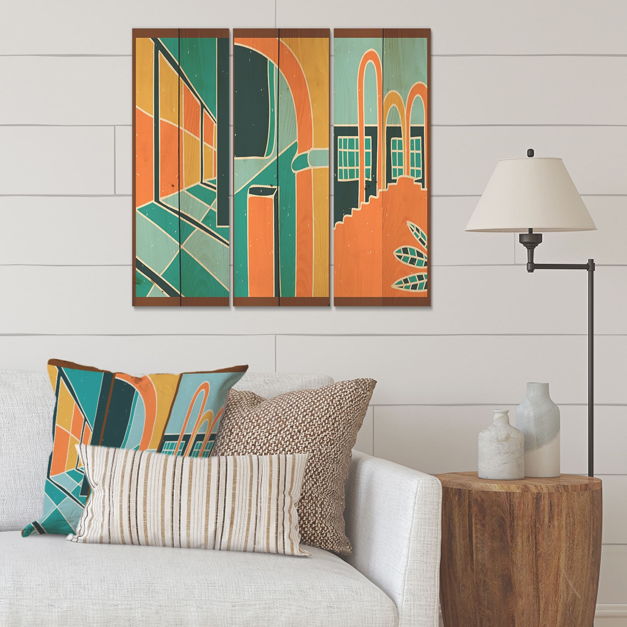 Designart 'Geometric Shapes Building Windows In Vintage-image