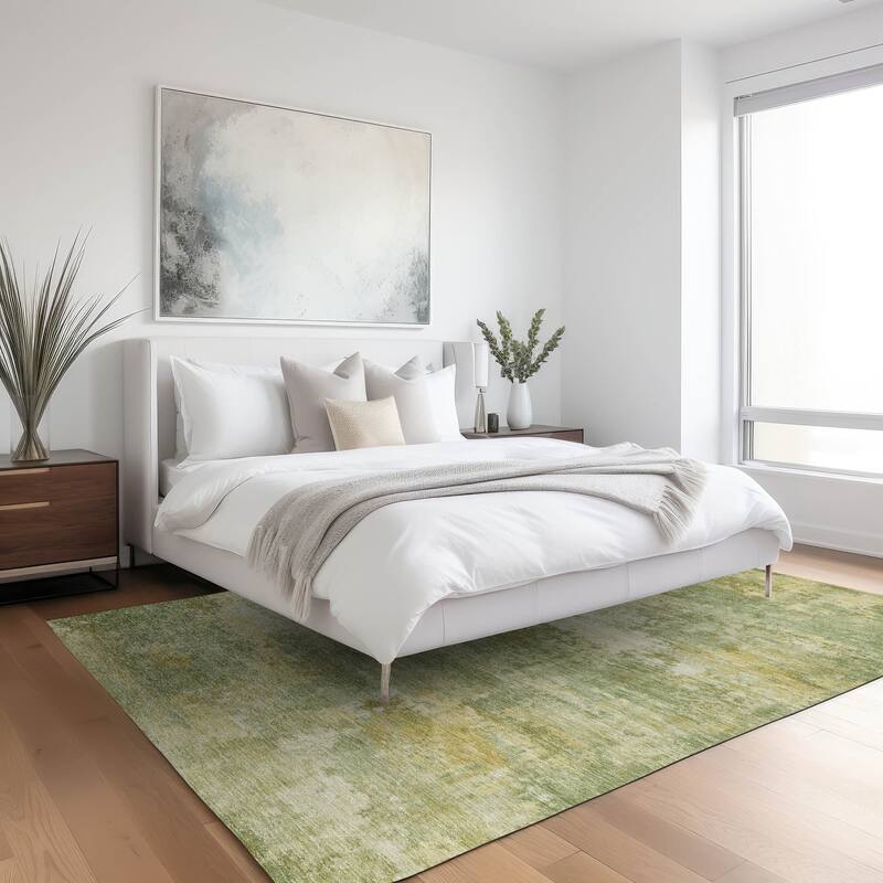 Machine Washable Indoor/ Outdoor Casual Ombre Chantille Rug