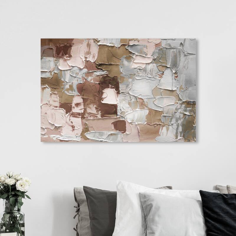Wynwood Studio Canvas Abstract Mornings in Costa Mesa Pink and Silver Modern & Contemporary Wall Art Canvas Print - 36 x 54