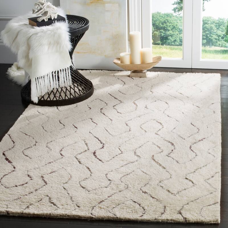 SAFAVIEH Handmade Casablanca Shag Vjosa Tribal Wool Rug - 5' x 8' - Ivory/Multi