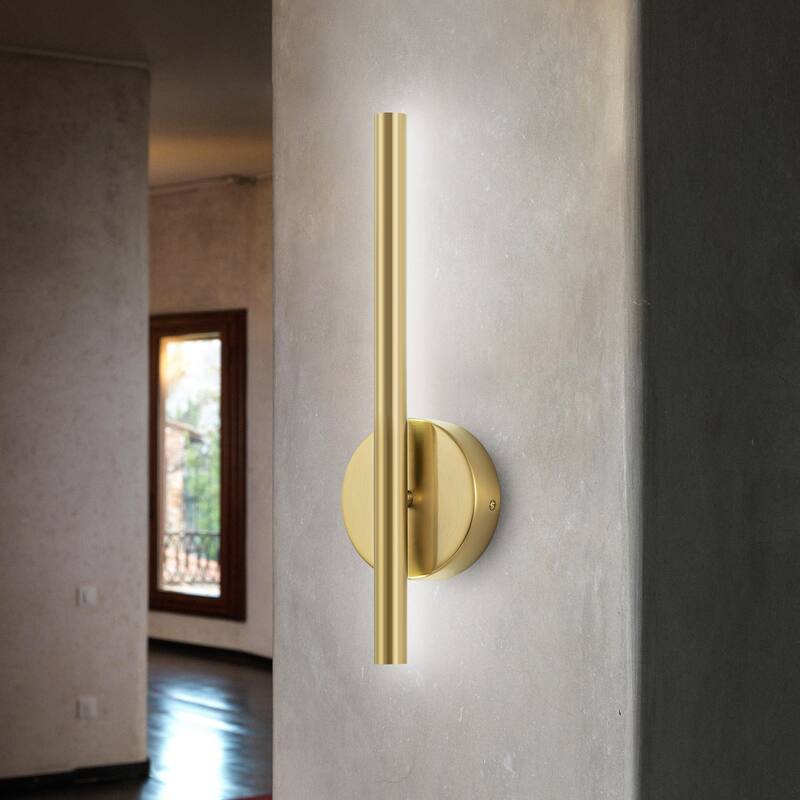 15.7 in. Modern Gold/Black Linear Bathroom Vanity Light Dimmable Integrated LED Wall Light