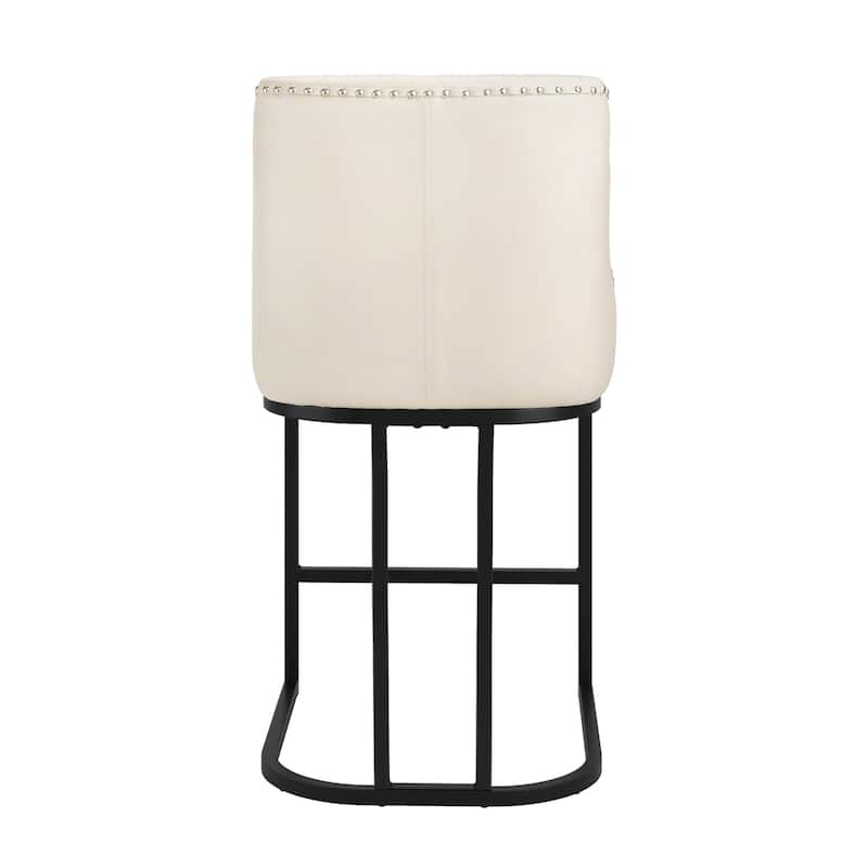 26" Modern Metal Barstools Set of 3 Upholstered Counter Height Bar stools with Back and 6" Thick Cushion for Kitchen Island