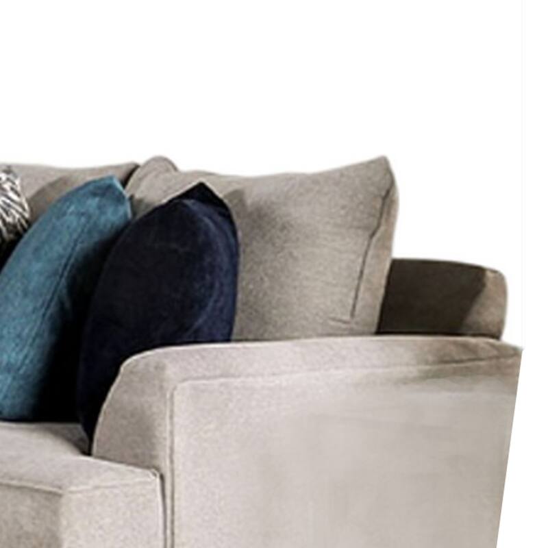 Vinie L Shape Sectional Sofa, 9 Throw Pillows, Beige Chenille 144 Inch