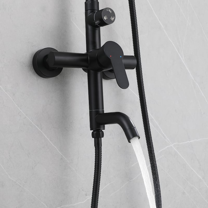 51"H 3-Function 304 Stainless Steel Wall-Mounted Outdoor Shower System