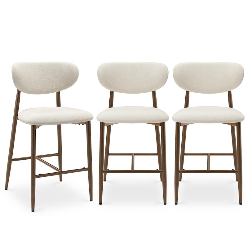 Modern Bar Stools, 25 Inch Height with Back Support & Fabric Upholstery for Home Bar