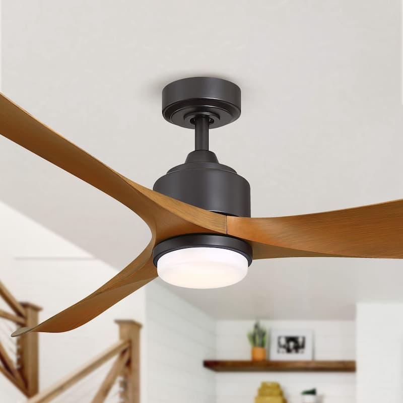 66" Modern Brown 3-Blade Dimmable Ceiling Fan with Light and Remote