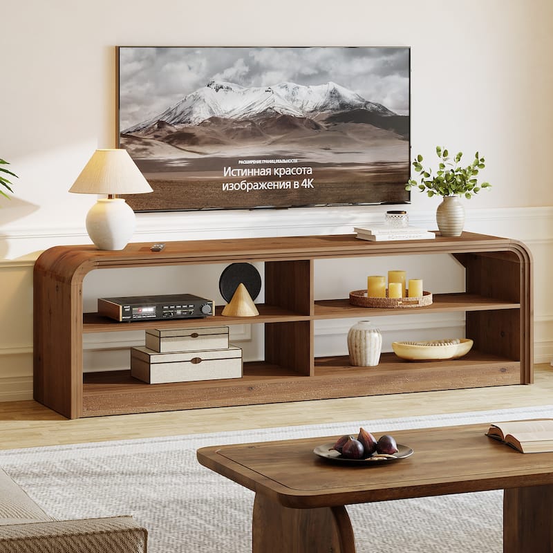 Solid Wood TV Stand, 63'' Long TV Console Table with Storage