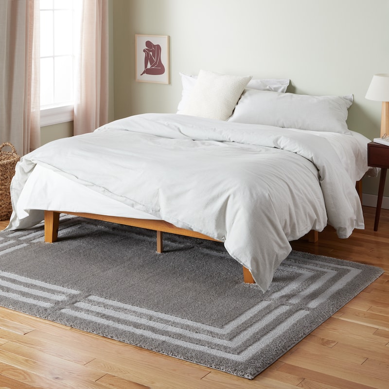 TOWN & COUNTRY EVERYDAY Cloud Shag Plush Border Area Rug - 9' 2" x 12' 5" - Grey - Rectangle