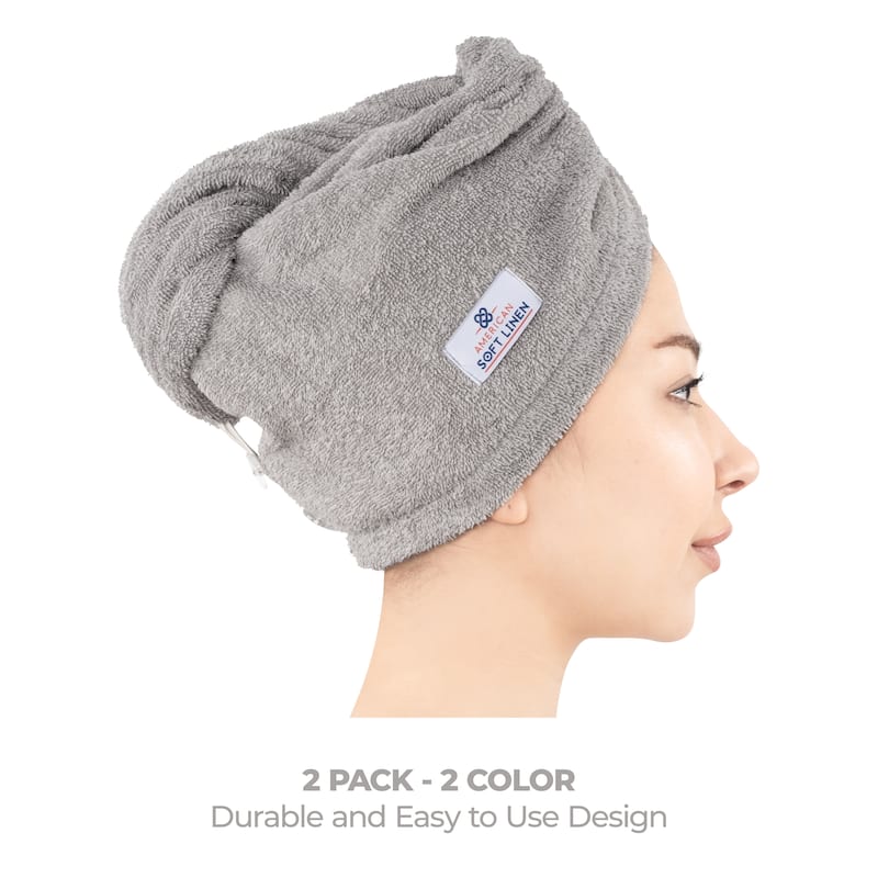 American Soft Linen 100% Cotton Hair Drying Towels for Women, Cotton Hair Turban Turkish Towel Wrap, Head Towel Cap for Hairs