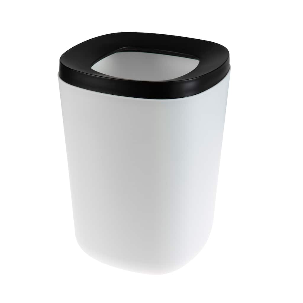 Bath Bliss 2 Tone 2 Piece Wastebasket in Black & White - 7.2"x 7.2"x 9.8"