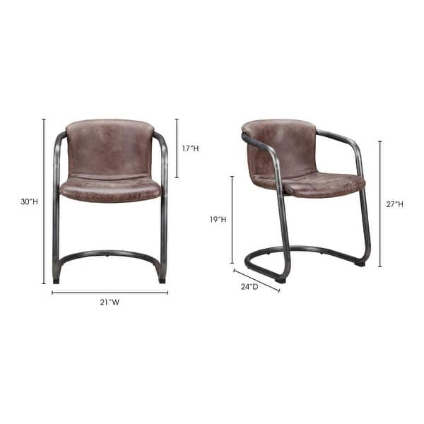 Aurelle Home Rustic Leather Dining Chair (Set of 2) 27 x 25 x 32 On