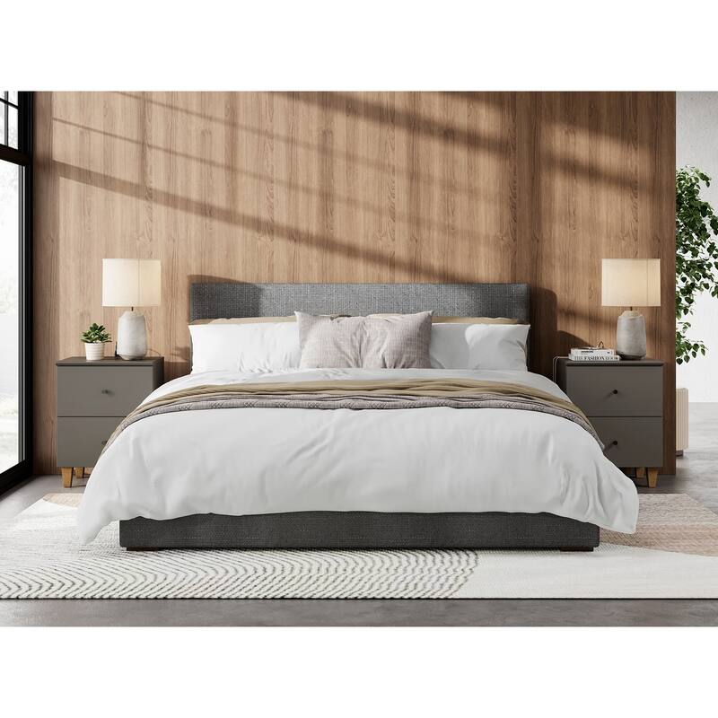 2 Drawer Nightstands with Charging Station for Bedroom