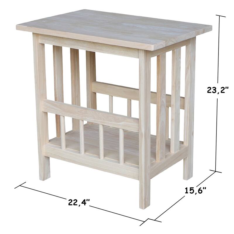 Unfinished Solid Parawood Mission Magazine End Table