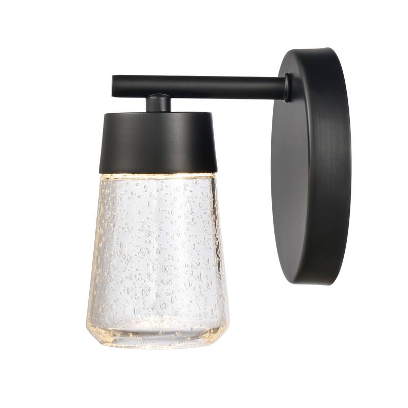 Elk Home Jergen Matte Black With Seedy Glass Vanity Light