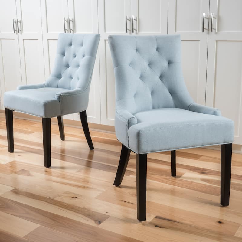 Tufted Dining Chairs Set of 2, Upholstered Fabric Dining Room Chairs Kitchen Chairs with Wood Legs and Padded Seat