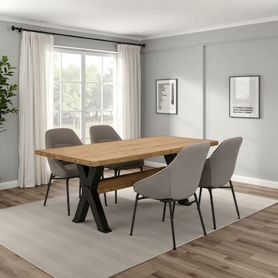 Hanoi Dining Table, 90 Inch Reclaimed White Pine Wood, Cross Base
